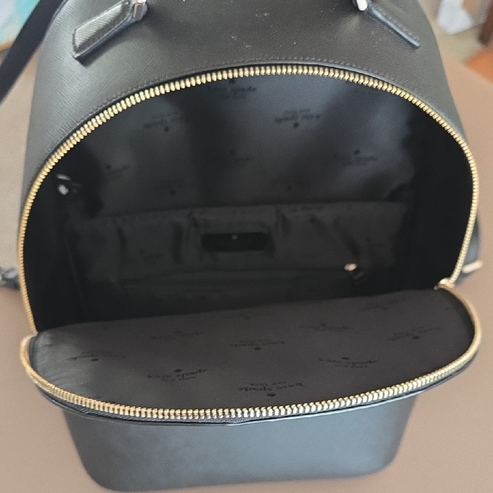 Kate Spade Black Leather Backpack with Gold Hardware - Picture 4 of 7